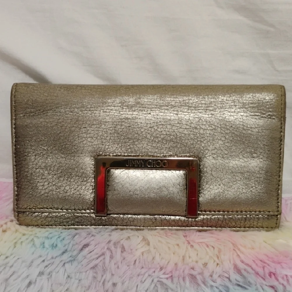 SALE! Jimmy Choo Gold Metallic Wallet Gently Used